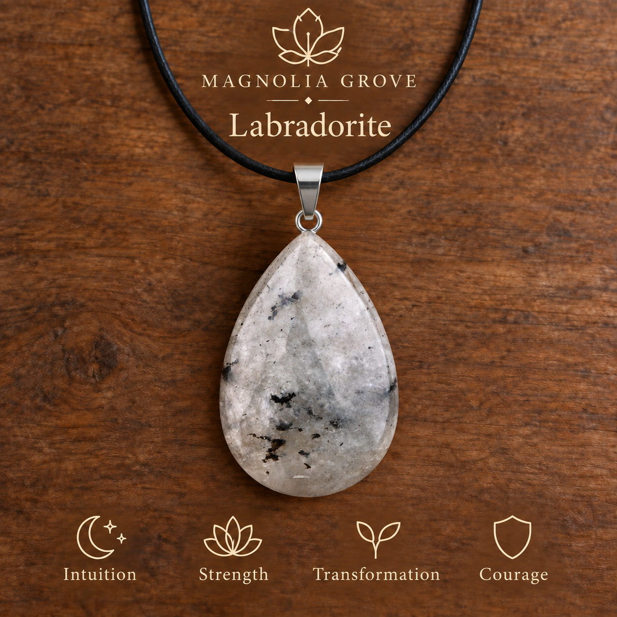 Labradorite drop pendant — main