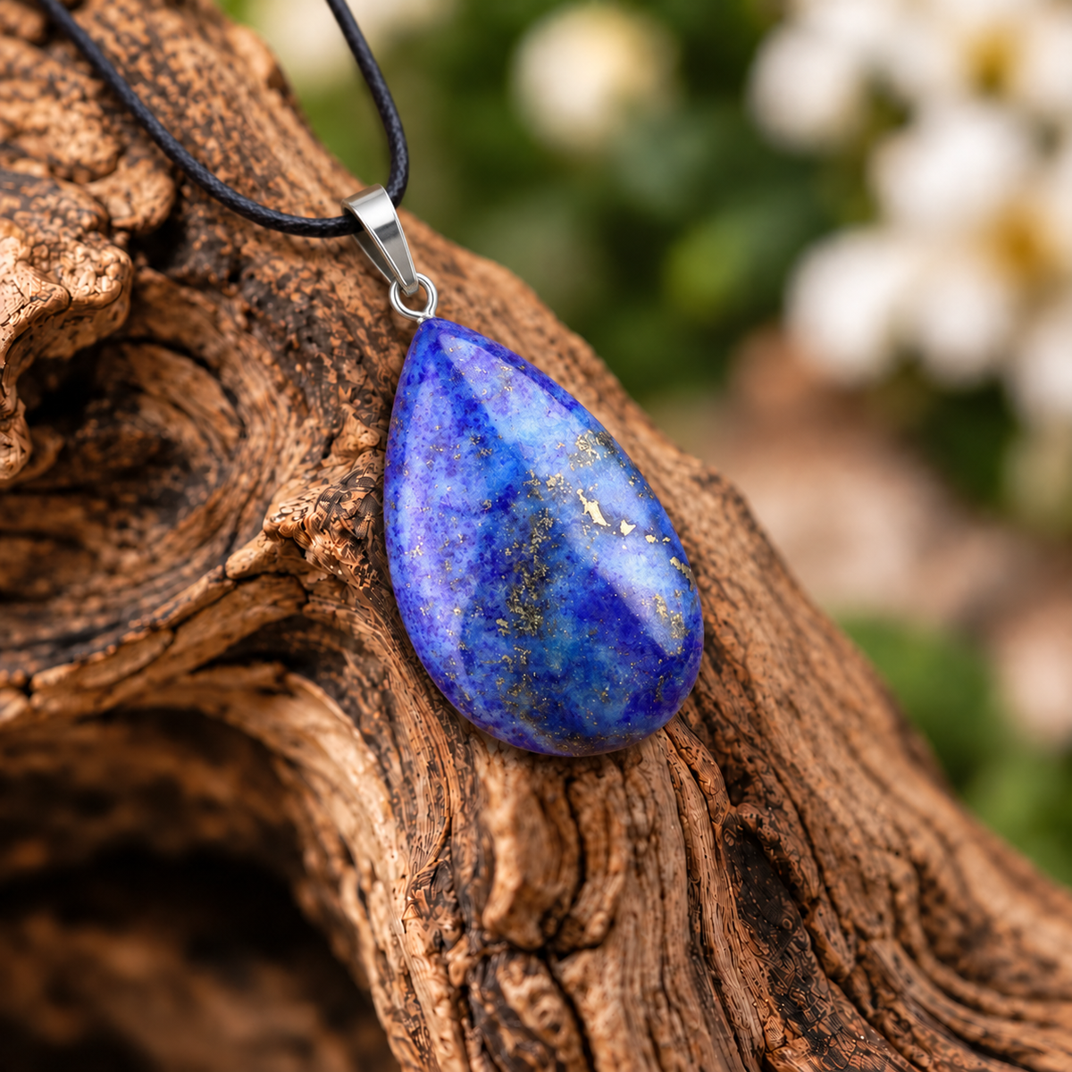 Lapis Lazuli drop pendant — closeup