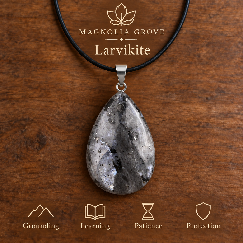 Larvikite drop pendant — main