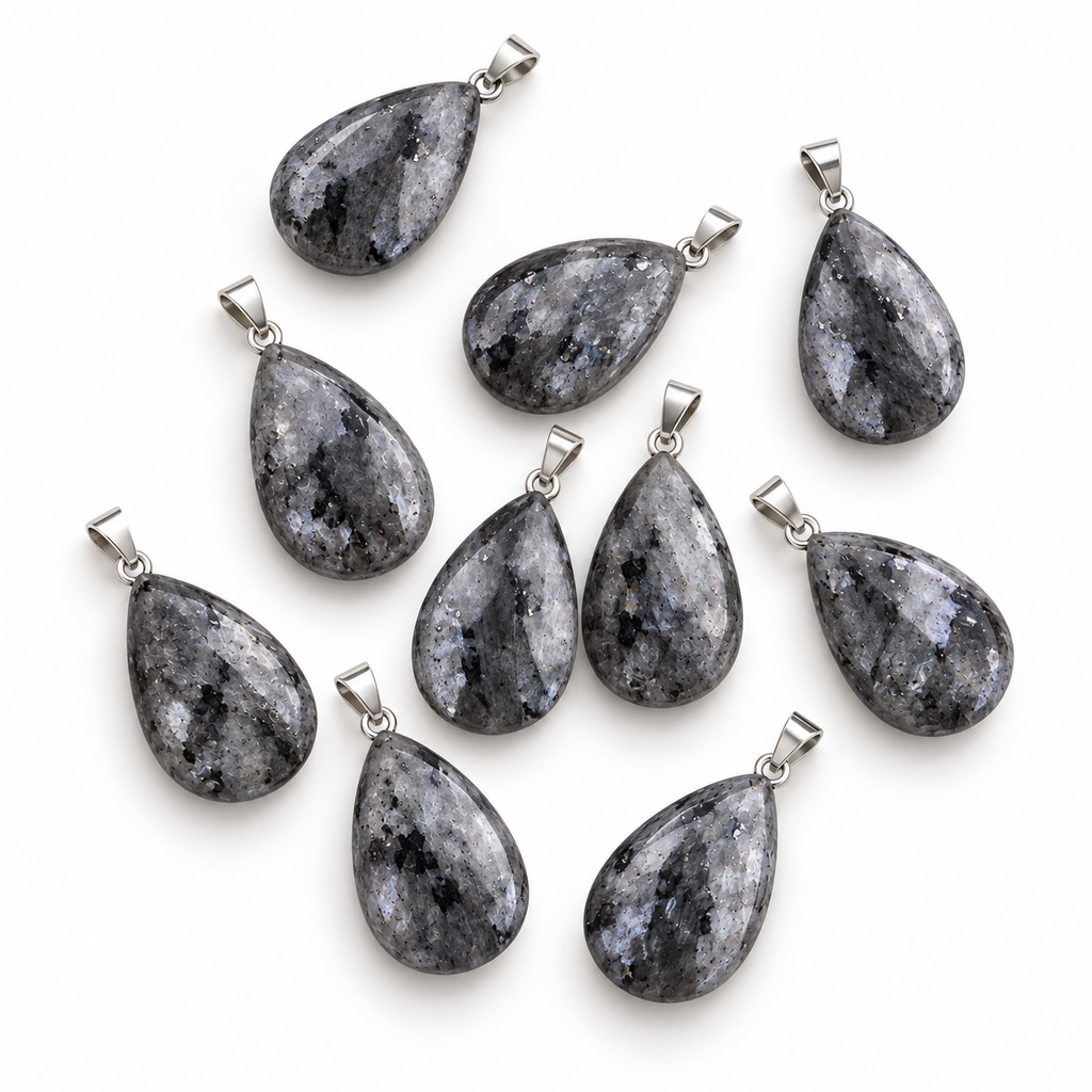 Larvikite drop pendant — variations