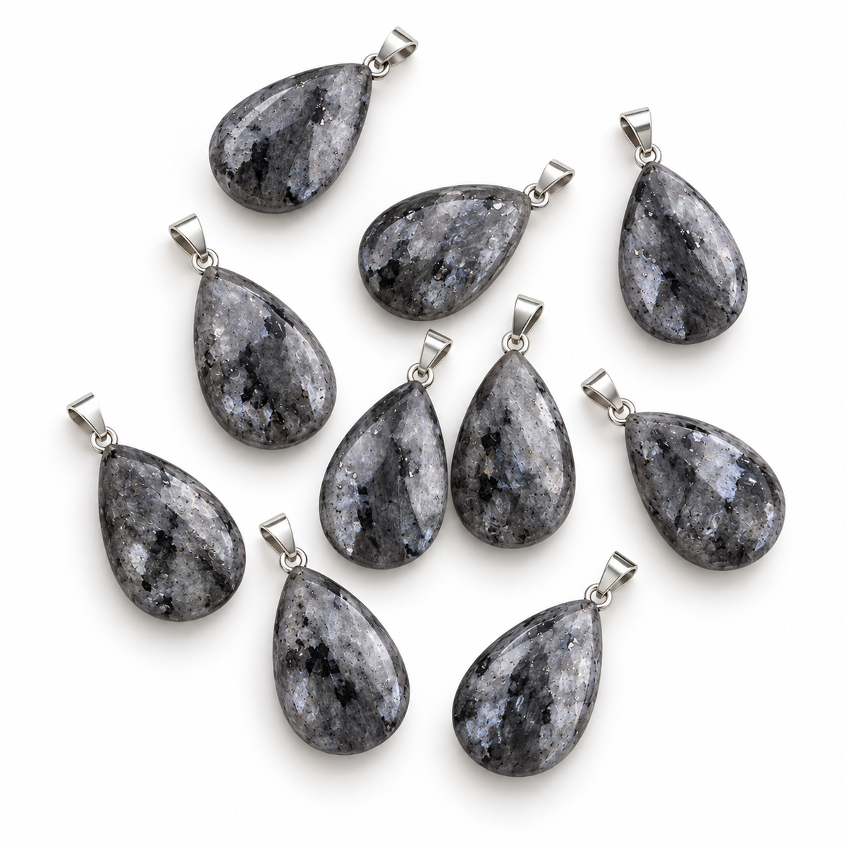 Larvikite drop pendant — variations
