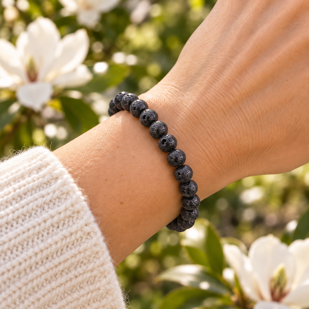 Lava Stone 8mm stretch bracelet wrist