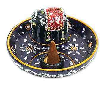 Lacquer Elephant Cone & Sticks Burner – 3.5"D – Sold Individually — view 1