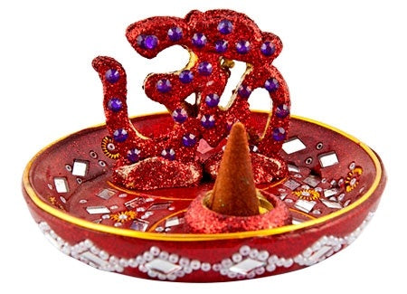 Lacquer Om Symbol Cone & Sticks Burner – 3.5"D – Sold Individually — view 2