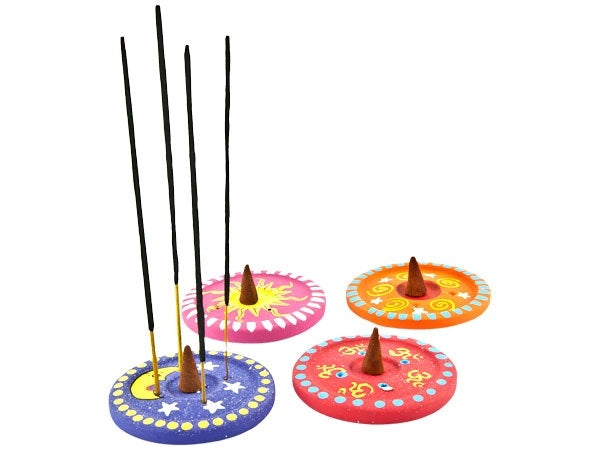 Hand Painted Terracotta Cone & Sticks Burner – 4"D – LBR53 – Sold Individually — view 2
