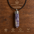 Lepidolite pencil pendant — main branded image