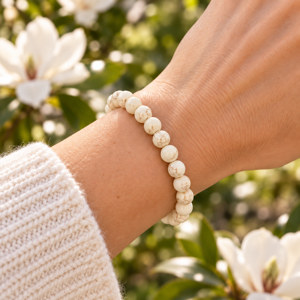 Magnesite 8mm stretch bracelet wrist