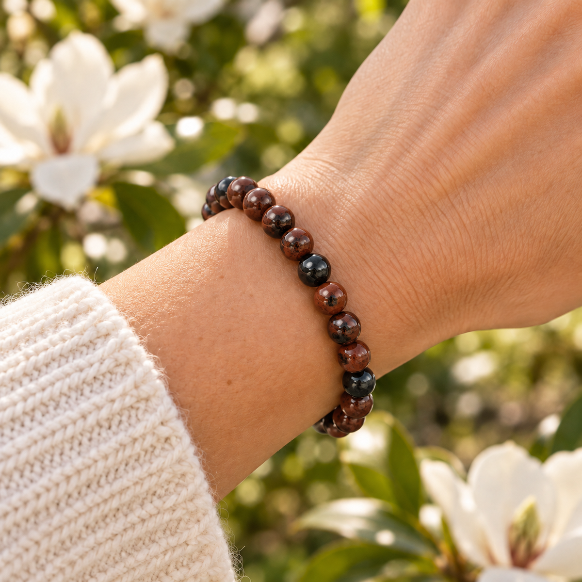 Mahogany Obsidian 8mm stretch bracelet wrist
