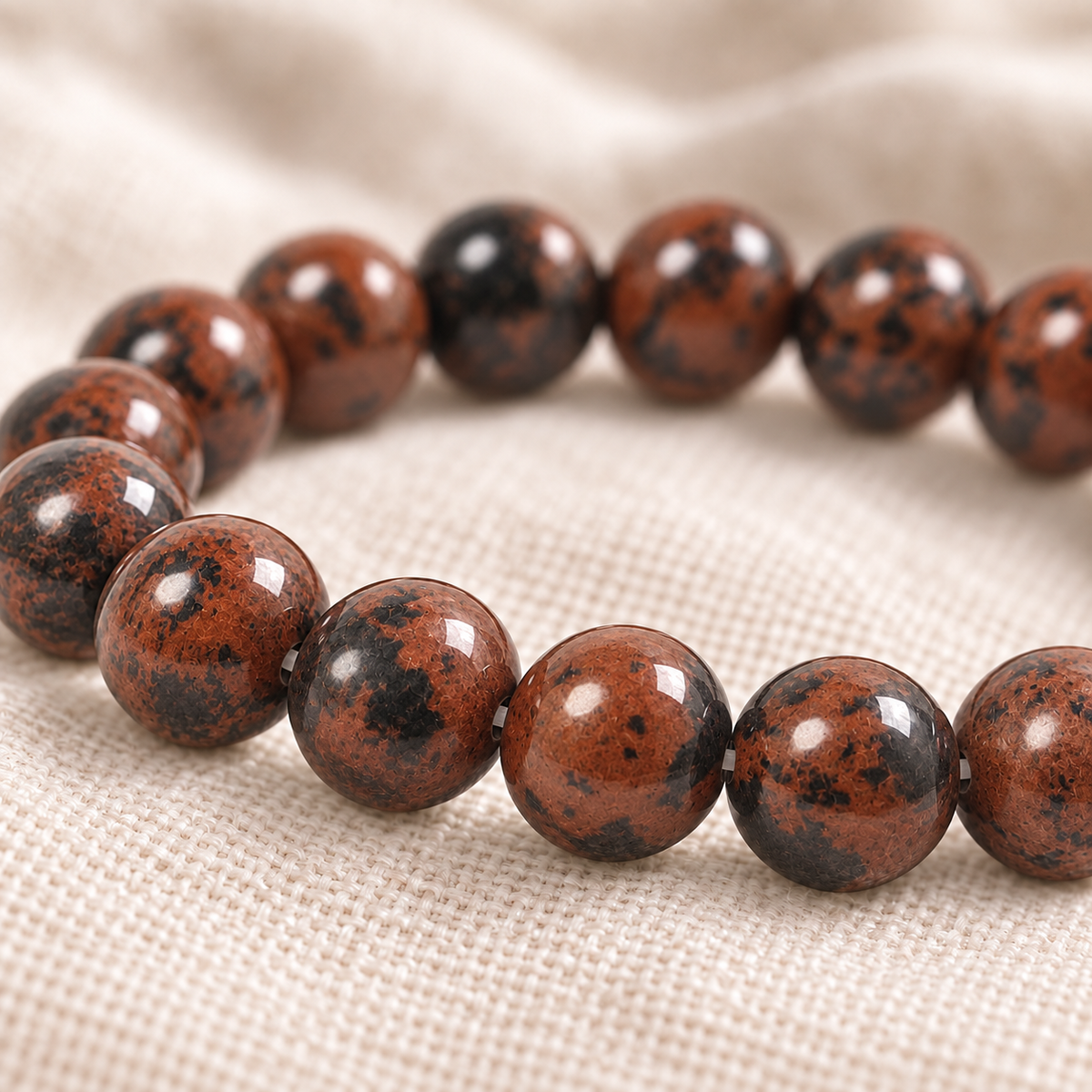 Mahogany Obsidian 8mm stretch bracelet macro