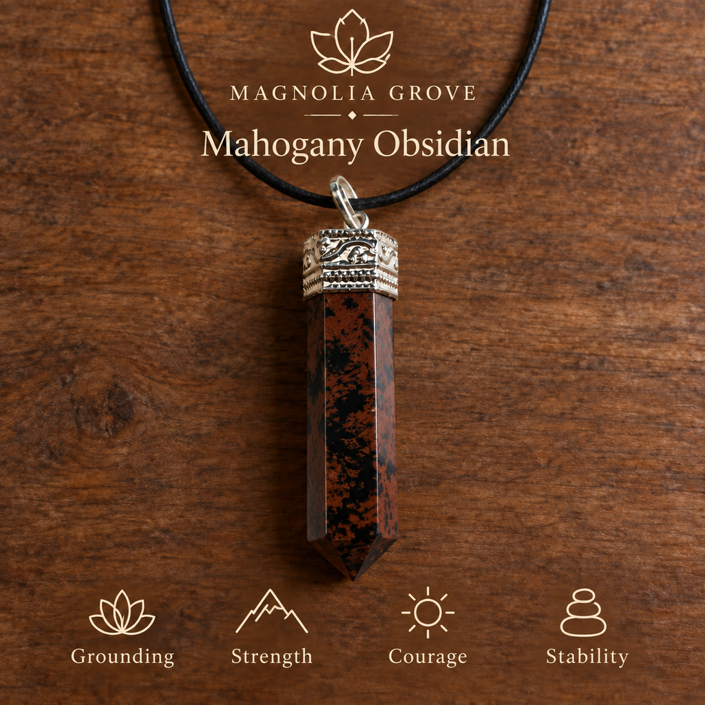 Mahogany Obsidian pencil pendant — main branded image