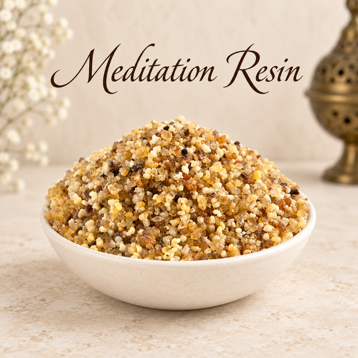Meditation Resin natural resin incense in an elegant ceramic bowl