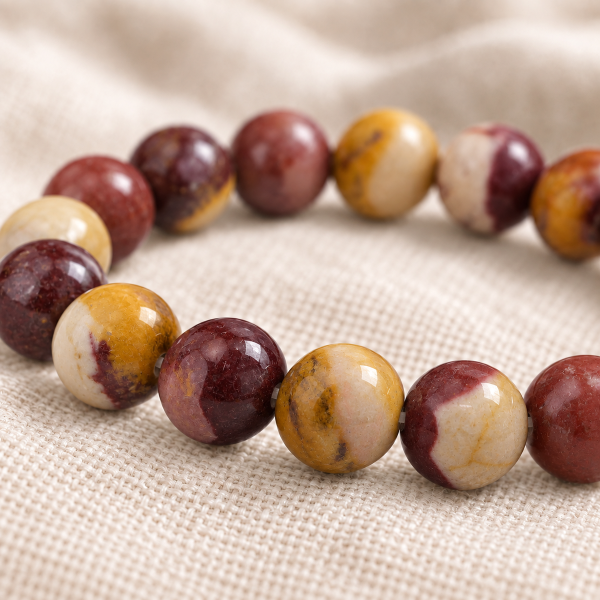Mookaite Jasper 8mm stretch bracelet macro