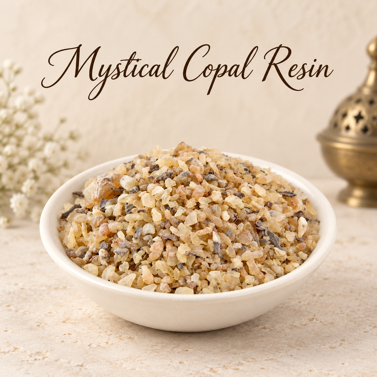 Mystical Copal Resin natural resin incense in an elegant ceramic bowl