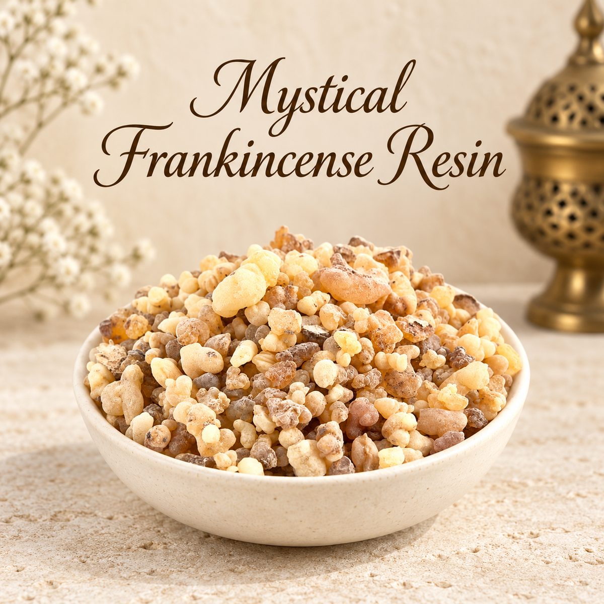 Mystical Frankincense Resin natural resin incense in an elegant ceramic bowl