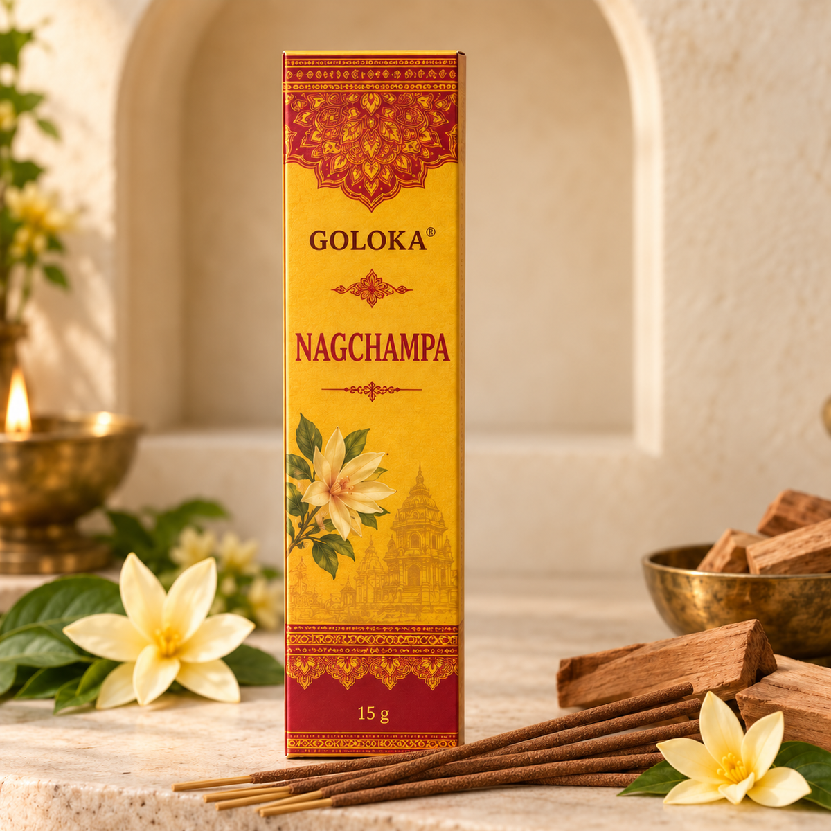 Goloka Nagchampa Incense Sticks – 15 Gram Pack