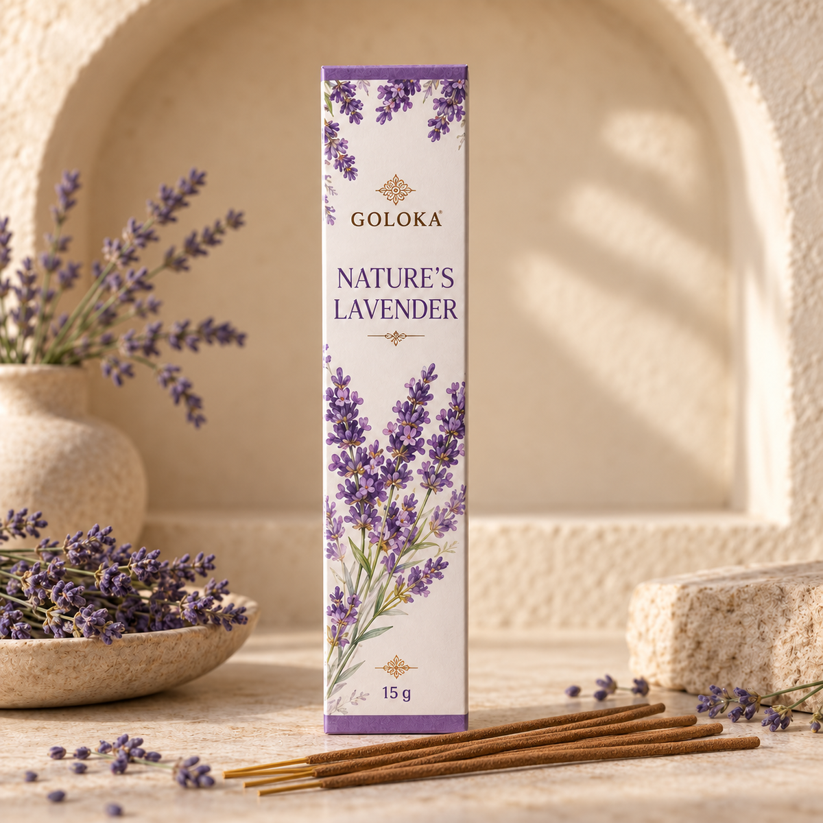 Goloka Nature's Lavender Incense Sticks – 15 Gram Pack
