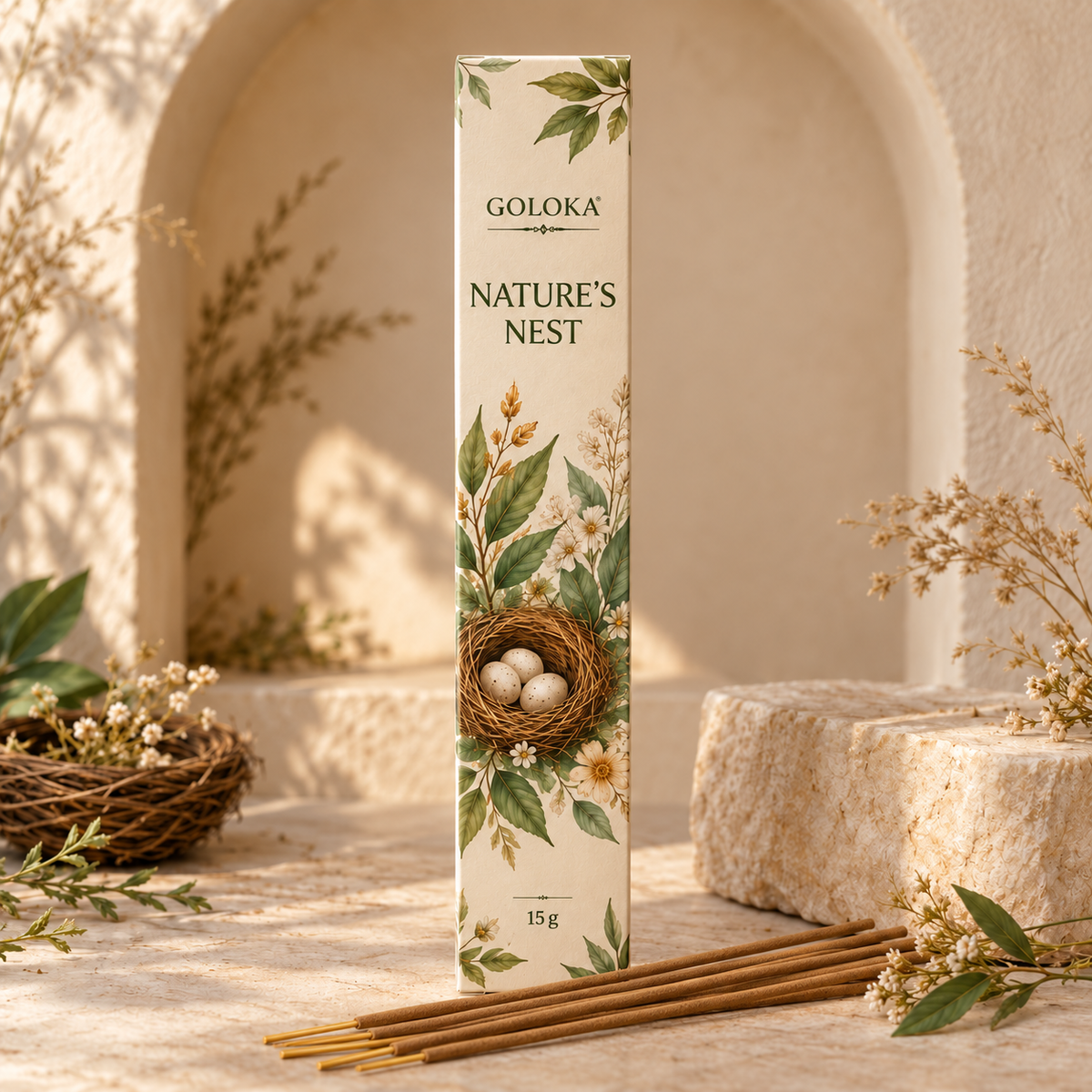 Goloka Nature's Nest Incense Sticks – 15 Gram Pack