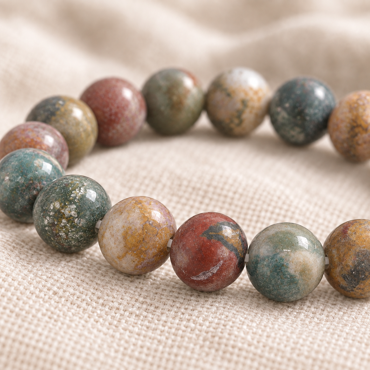 Ocean Jasper 8mm stretch bracelet macro