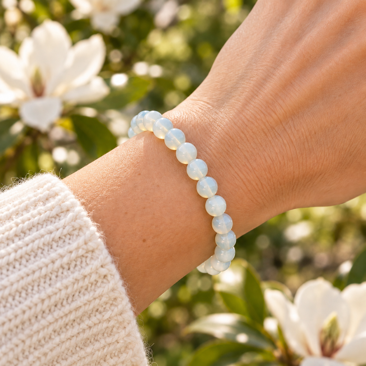 Opalite 8mm stretch bracelet wrist