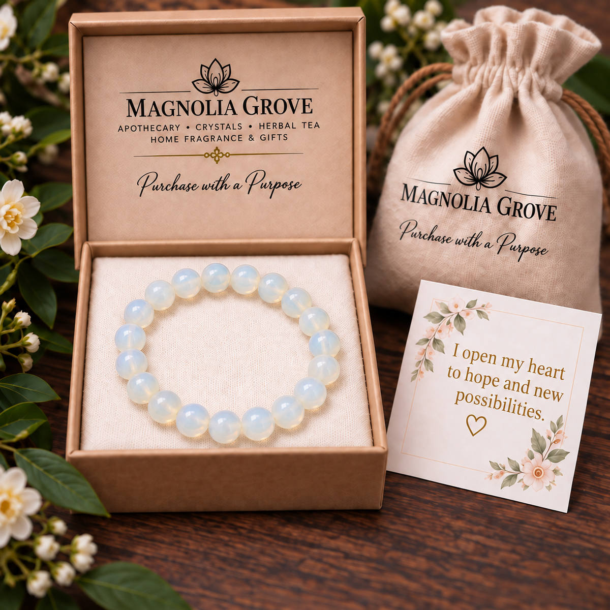 Opalite 8mm stretch bracelet gift