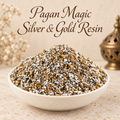 Pagan Magic Silver & Gold Resin natural resin incense in an elegant ceramic bowl