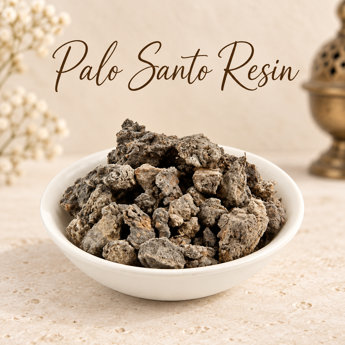 Palo Santo Resin natural resin incense in an elegant ceramic bowl