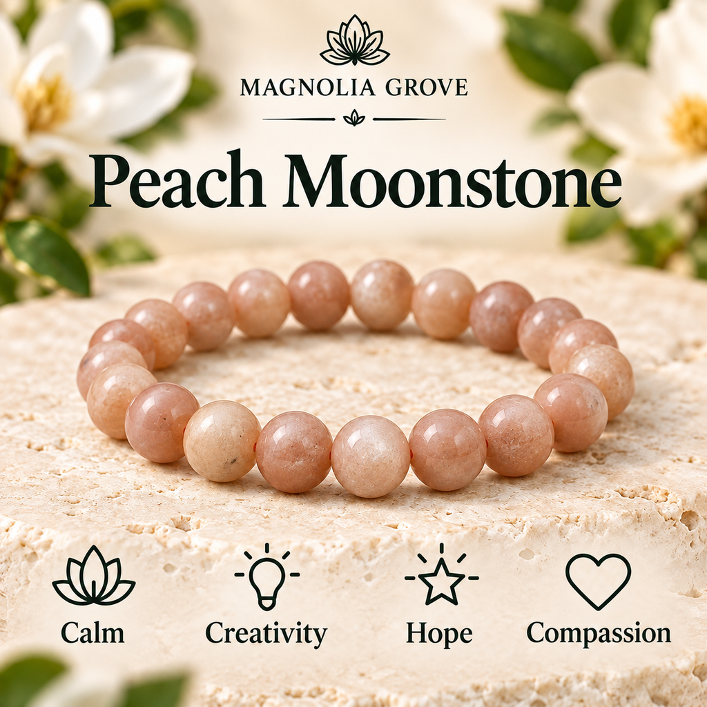 Peach Moonstone 8mm stretch bracelet hero