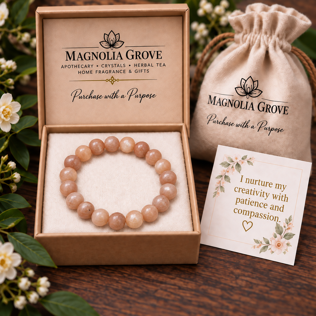 Peach Moonstone 8mm stretch bracelet gift