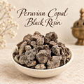 Peruvian Copal Black Resin natural resin incense in an elegant ceramic bowl