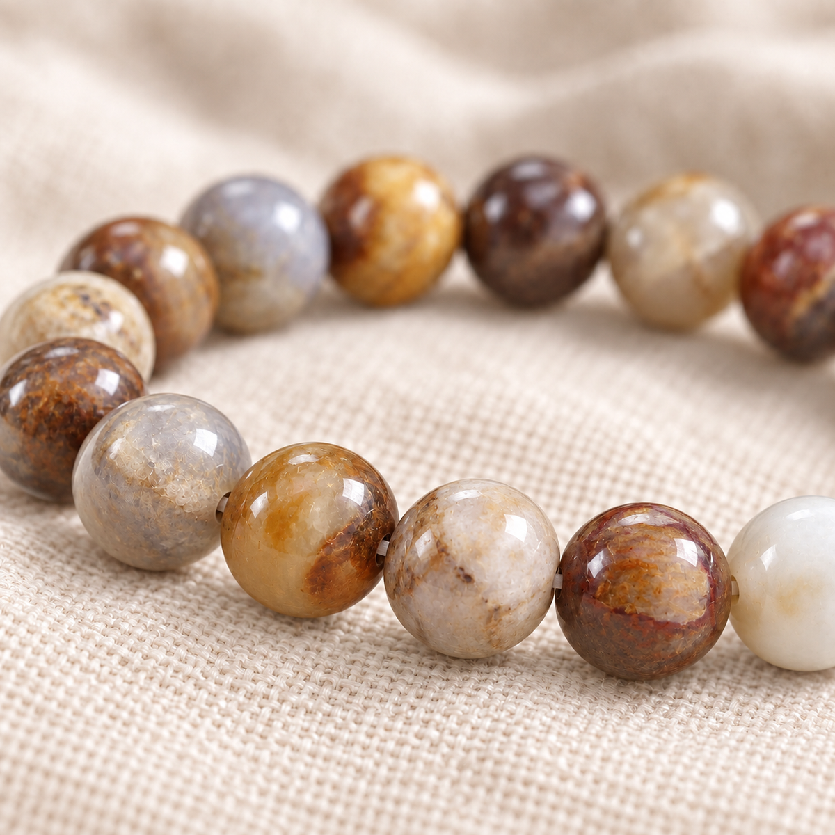 Petrified Wood 8mm stretch bracelet macro