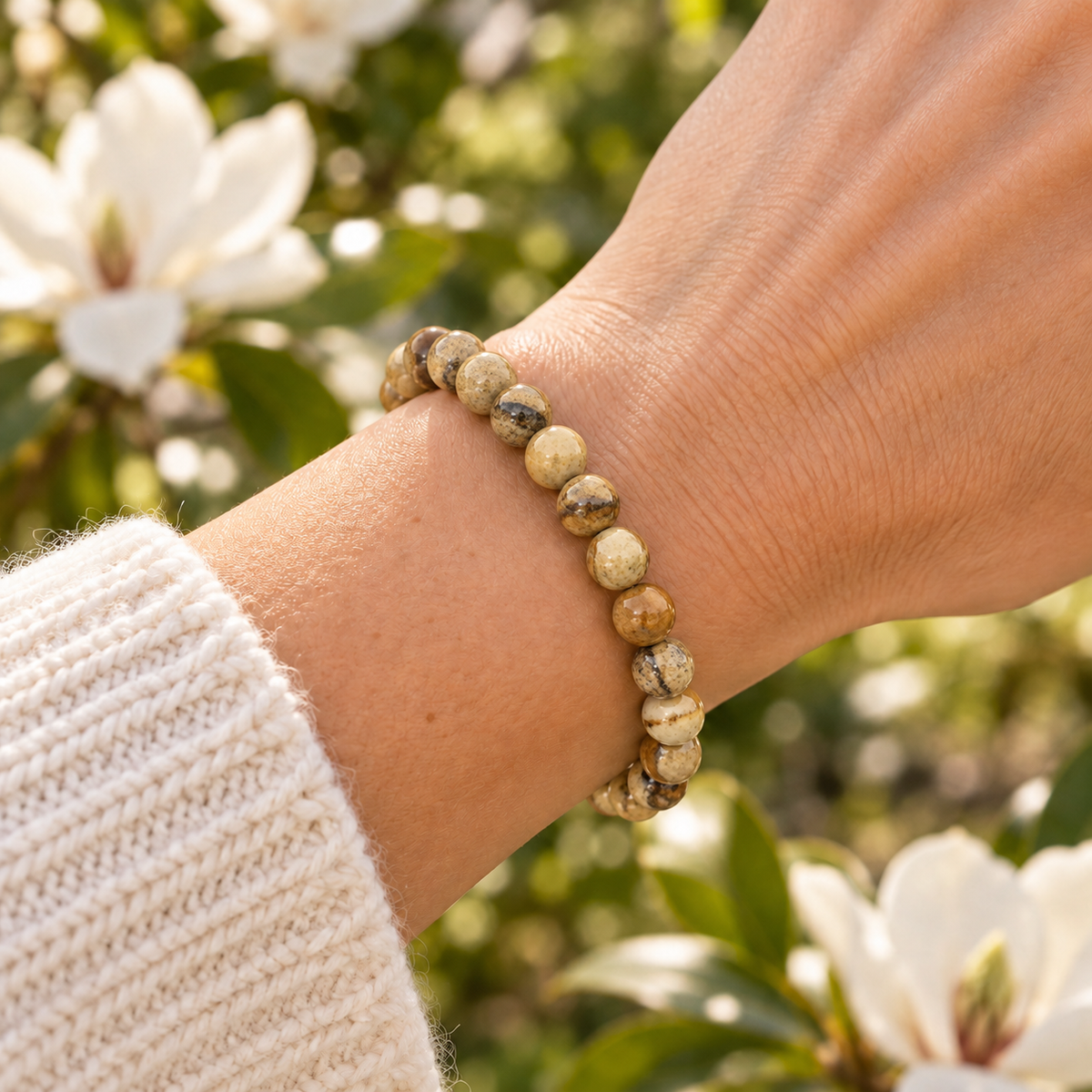 Picture Jasper 8mm stretch bracelet wrist