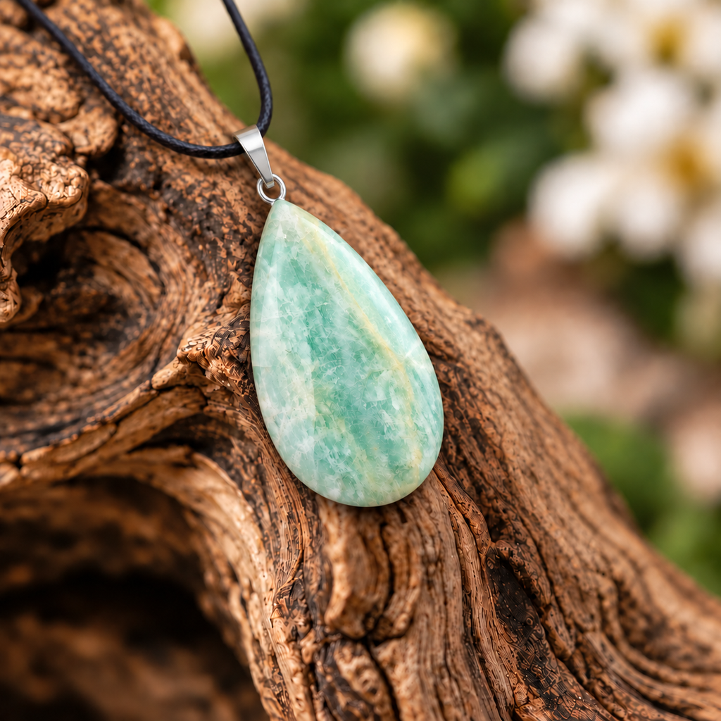 Picture stone drop pendant — closeup
