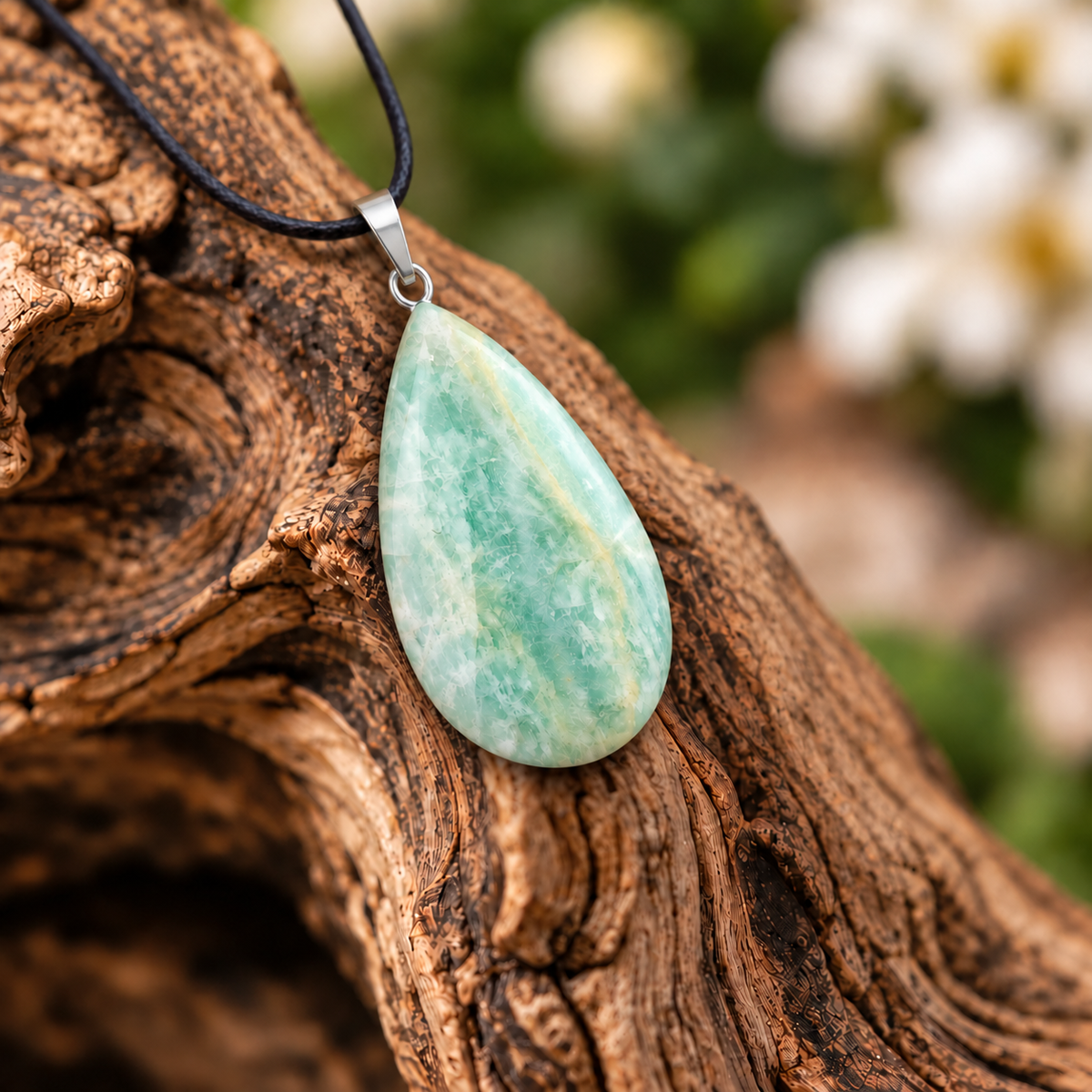 Picture stone drop pendant — closeup