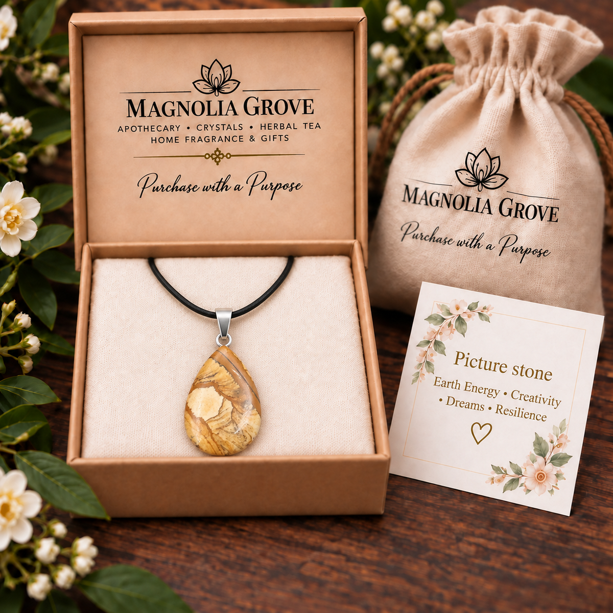 Picture stone drop pendant — gift