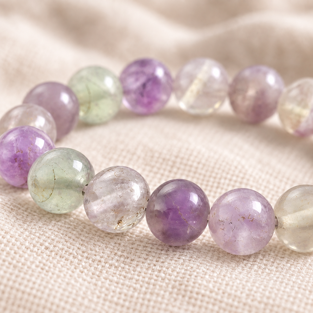 Rainbow Fluorite 8mm stretch bracelet macro