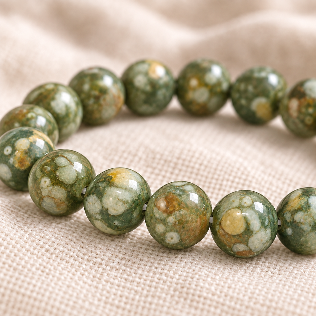 Rainforest Jasper 8mm stretch bracelet macro
