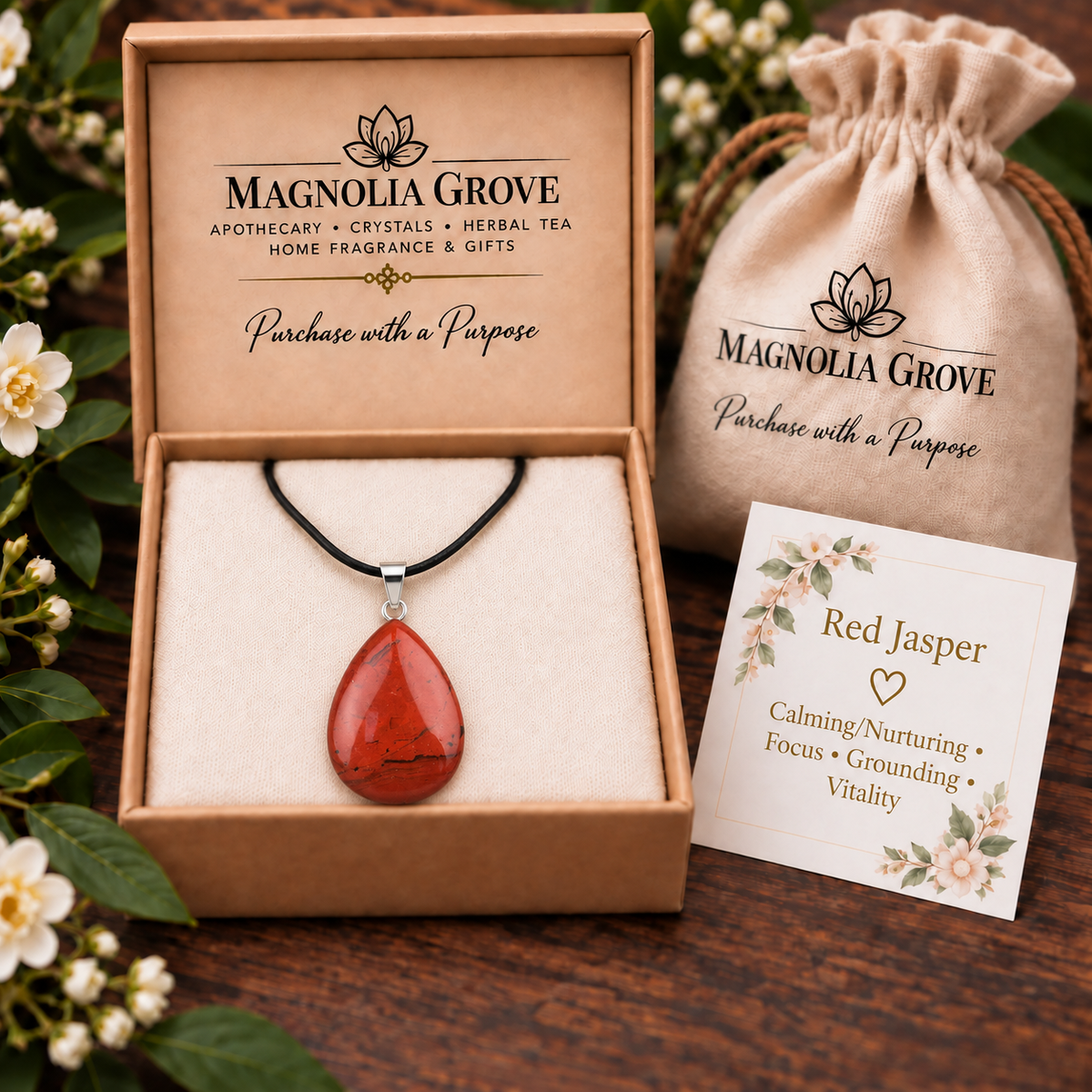 Red Jasper drop pendant — gift