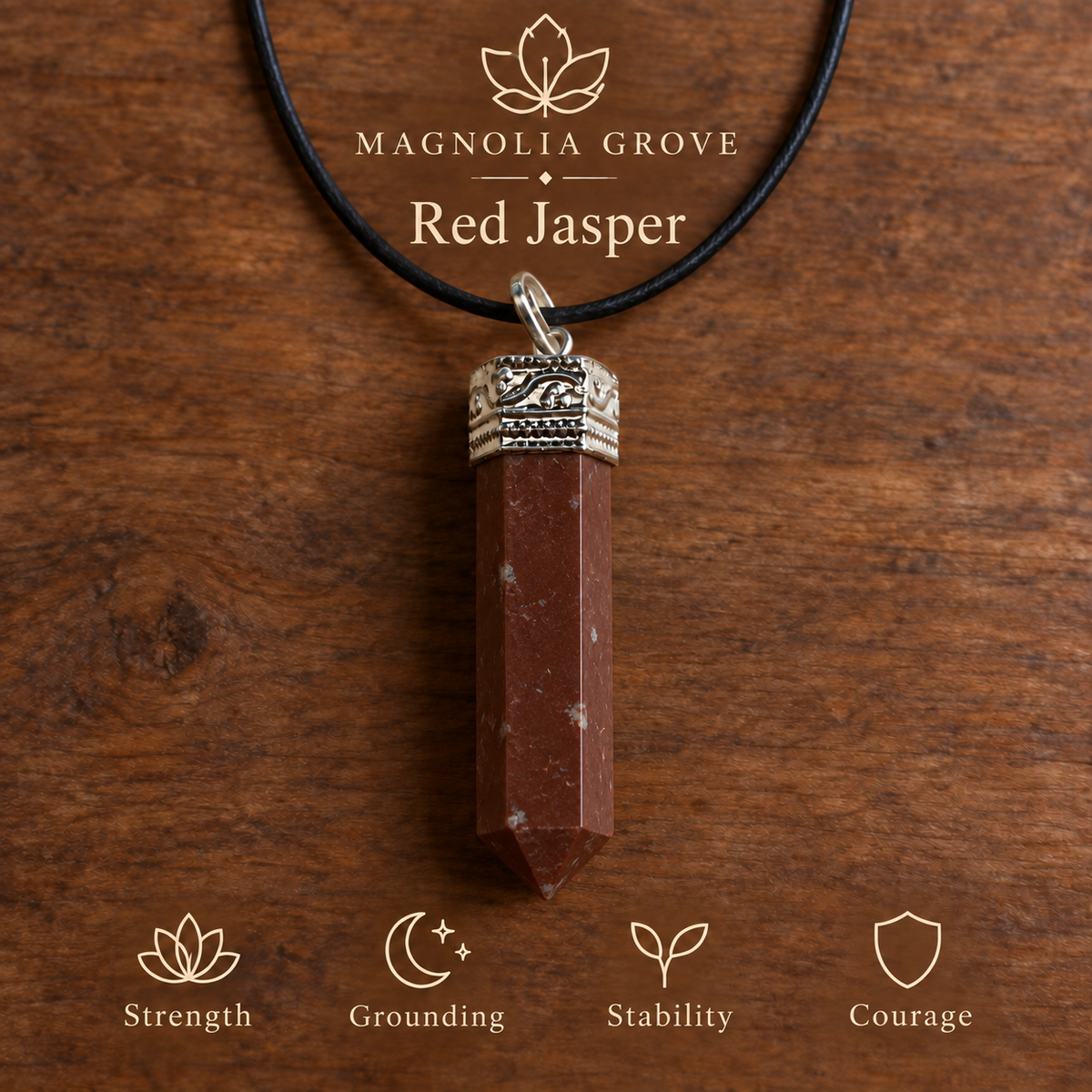 Red Jasper pencil pendant — main branded image
