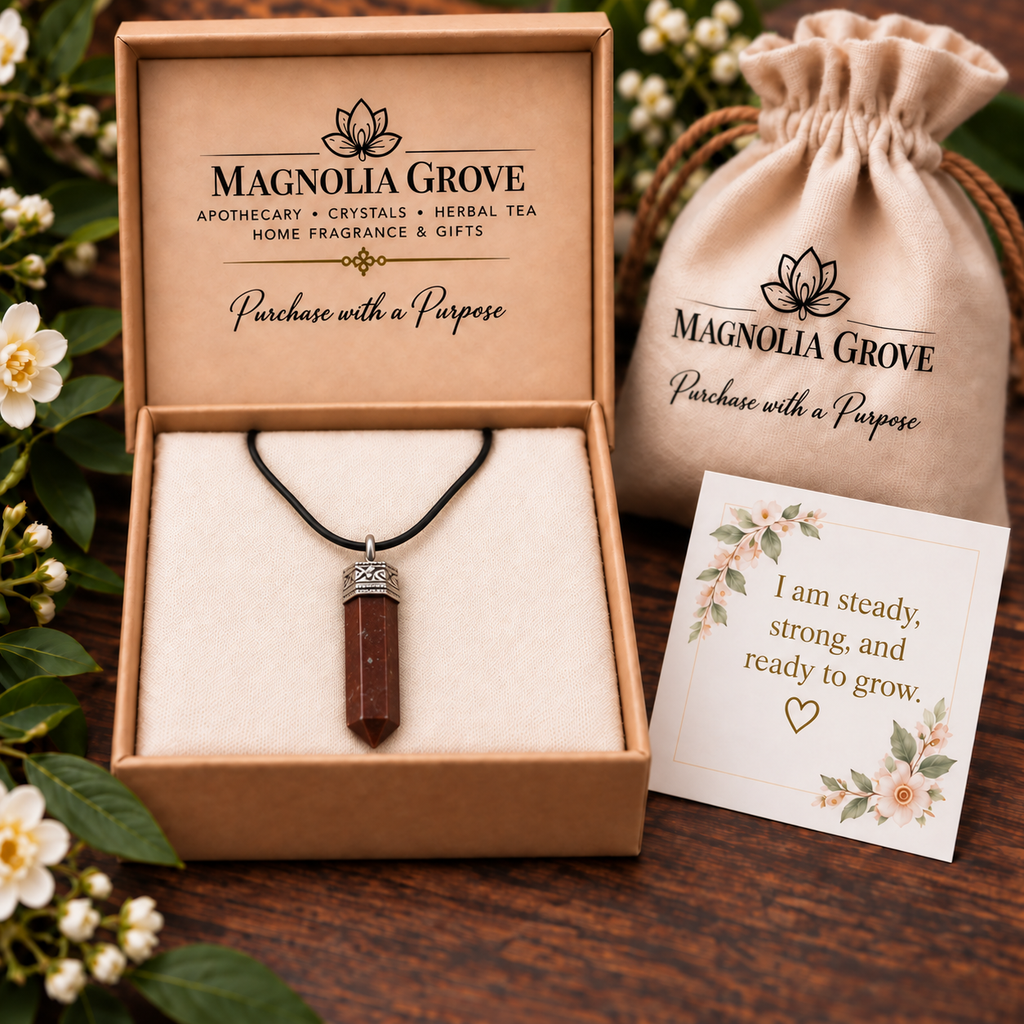 Red Jasper pencil pendant — gift presentation