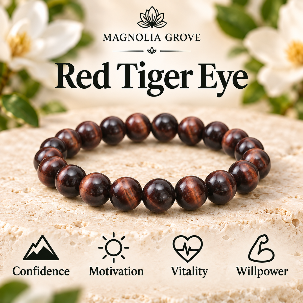Red Tiger Eye 8mm stretch bracelet hero