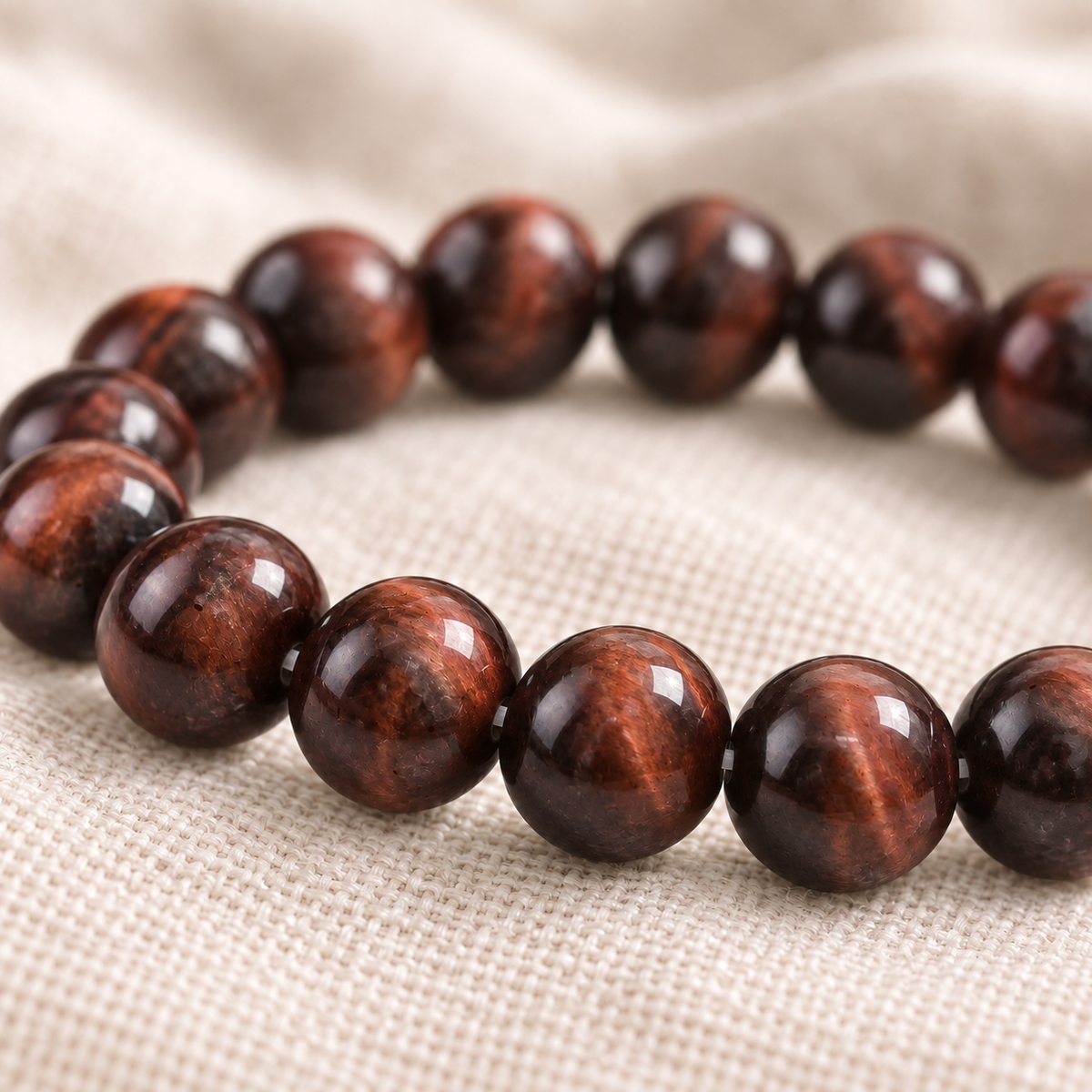 Red Tiger Eye 8mm stretch bracelet macro