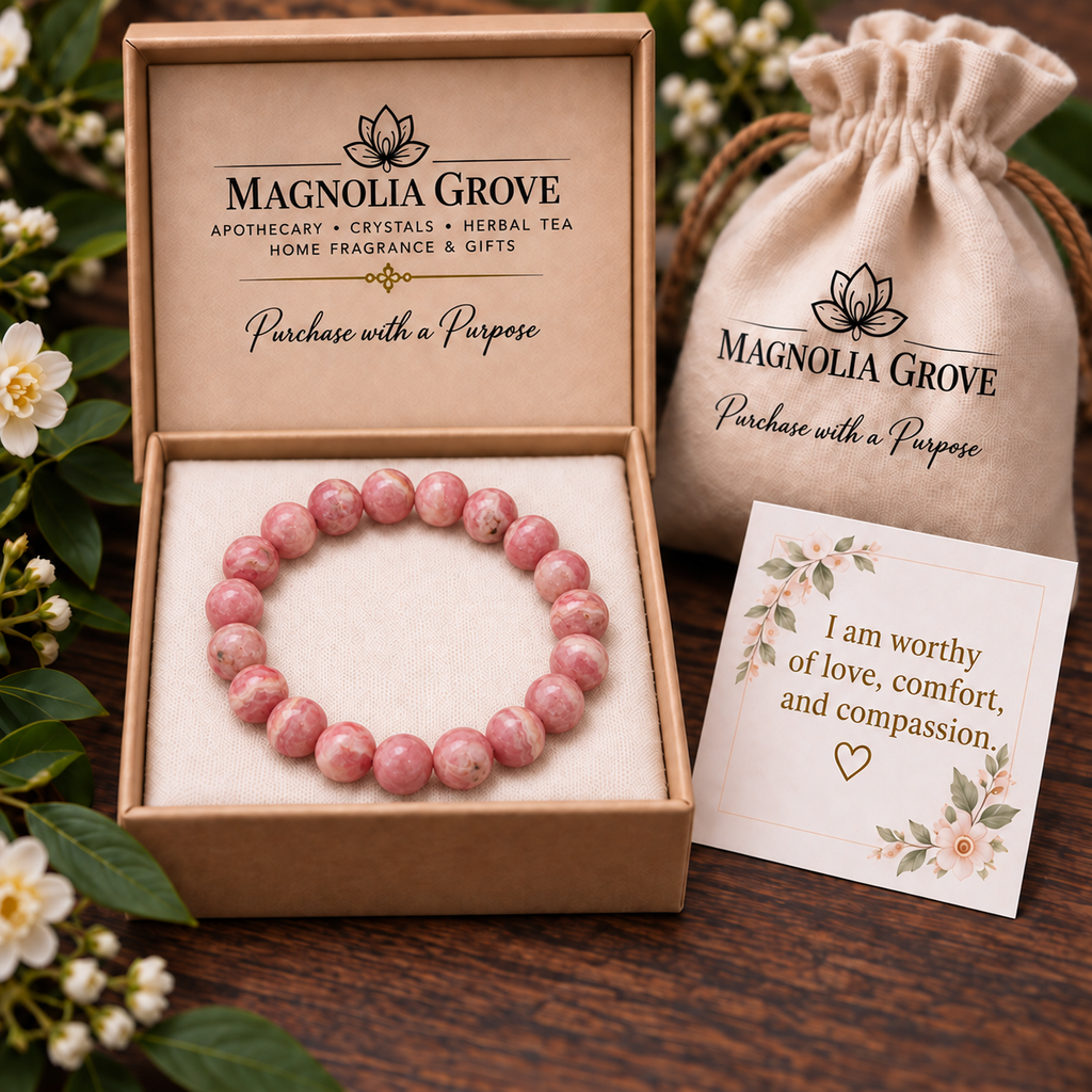 Rhodochrosite 8mm stretch bracelet gift