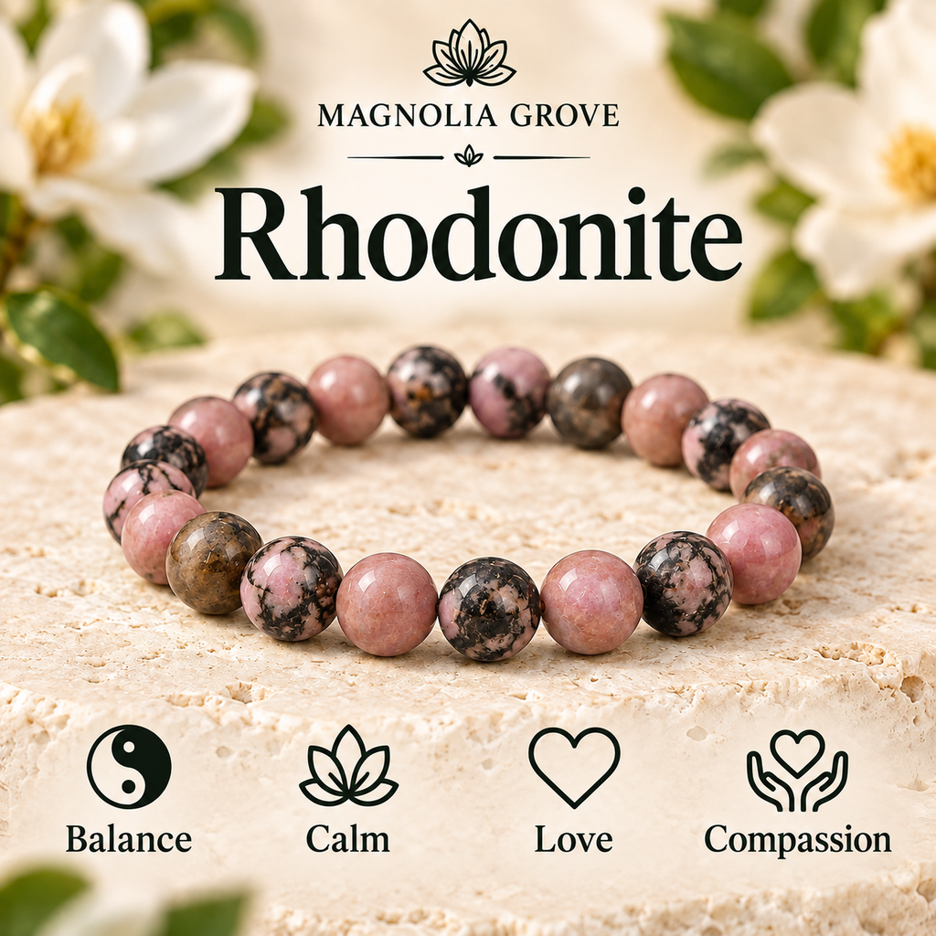 Rhodonite 8mm stretch bracelet hero