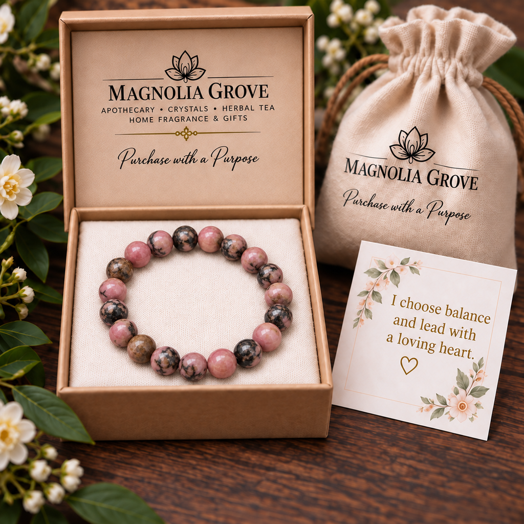Rhodonite 8mm stretch bracelet gift