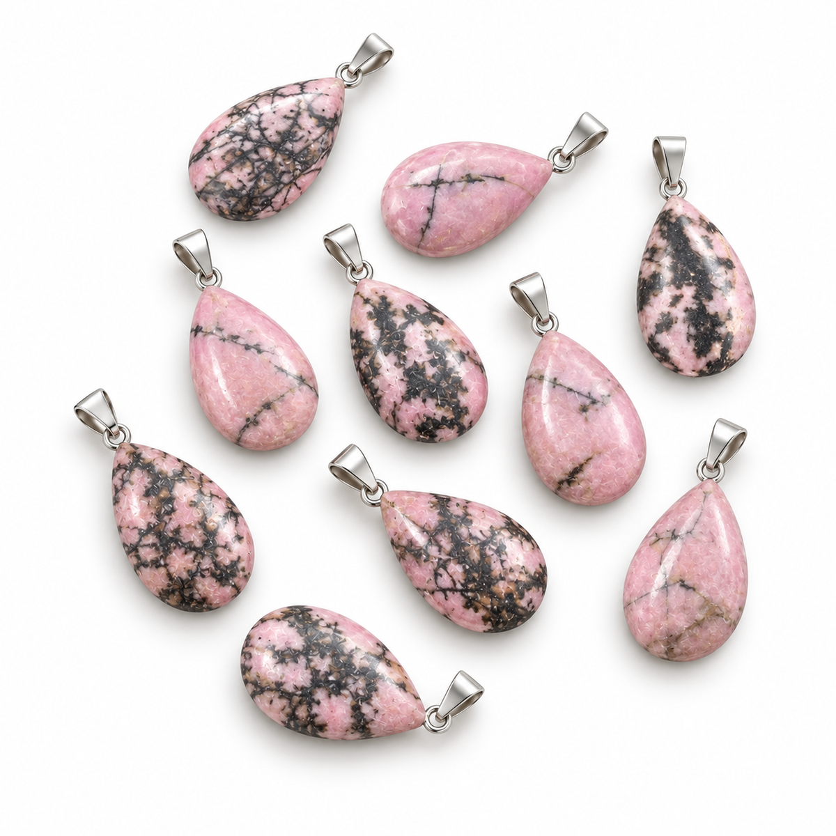 Rhodonite drop pendant — variations