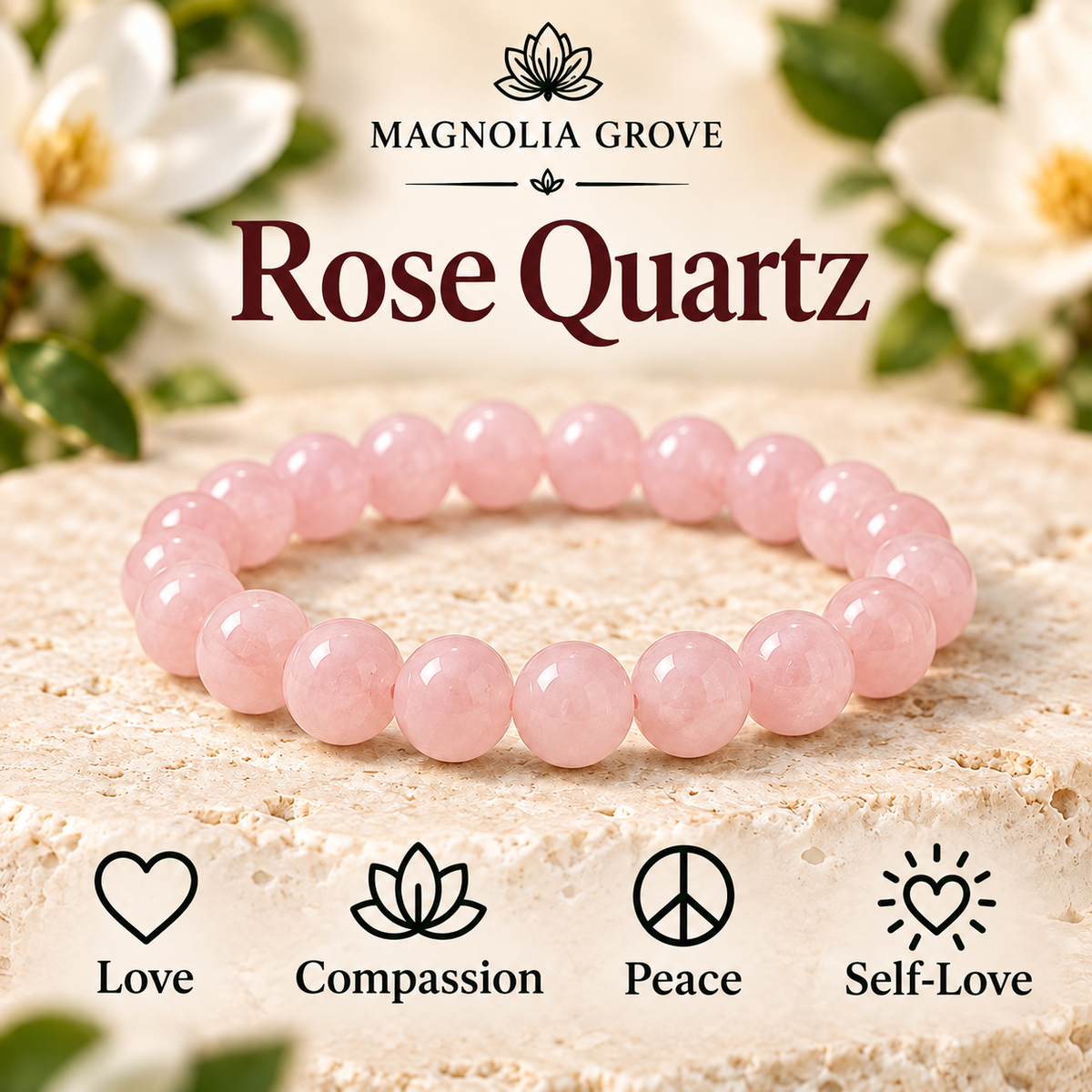 Rose Quartz 8mm stretch bracelet hero