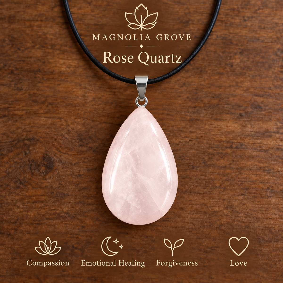 Rose Quartz drop pendant — main