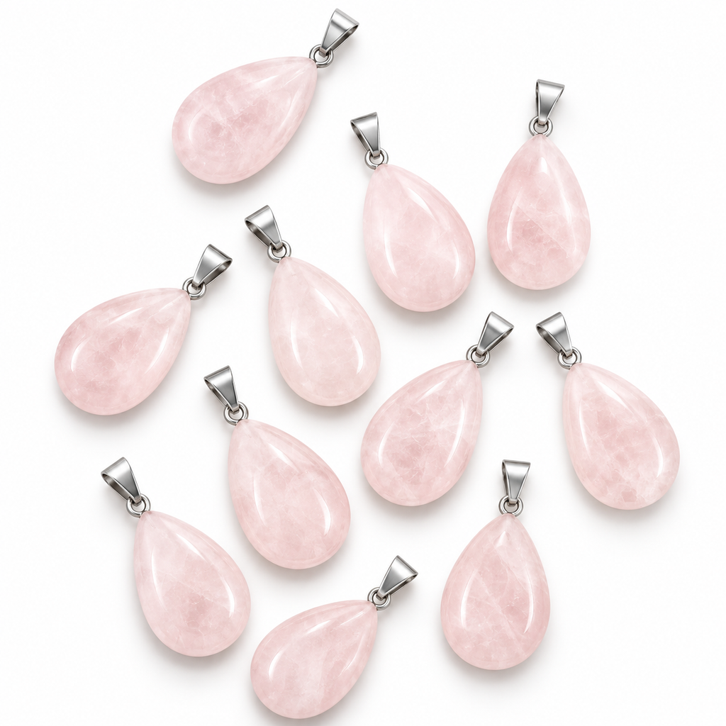 Rose Quartz drop pendant — variations