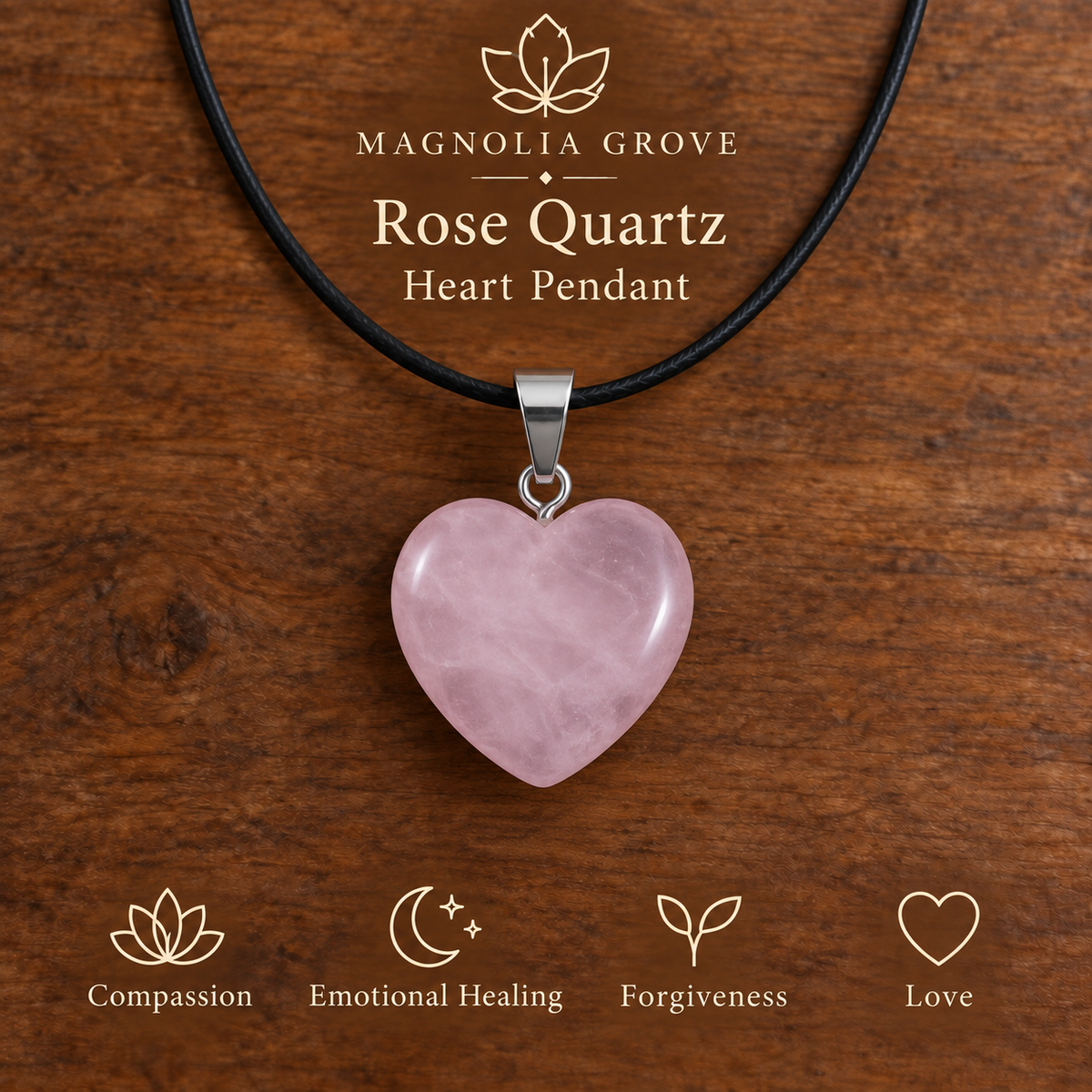 Rose Quartz Heart Pendant — Main image
