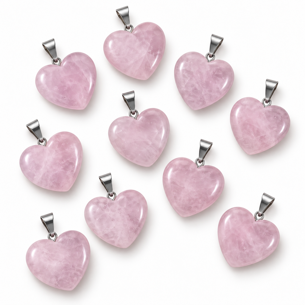 Rose Quartz Heart Pendant — Stone variations